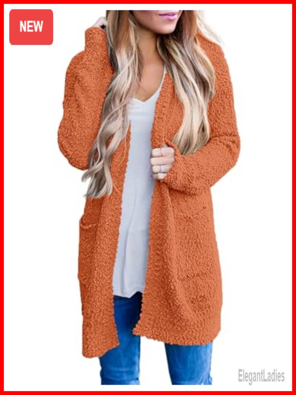 Womens Fuzzy Chunky Oversized Cardigan Sweater Popcorn Knit
